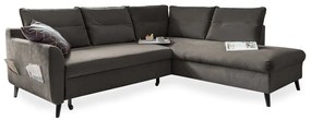 Тъмносиво кадифено ъглово канапе L, десен ъгъл Stylish Stan - Miuform