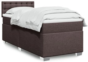 3285816 vidaXL Боксспринг легло с матрак, тъмнокафяво, 100x200 см, плат