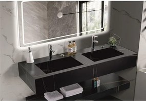 Мивка за баня PIETRA » ICL 12049/140B, стенен монтаж, кварц, черен мат, 140x50x18см