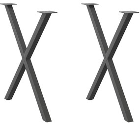 4012918 vidaXL Крака за трапезна маса, X-образни, 2 бр., антрацит, 70x(72-73) см, стомана