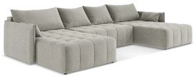 Светлосив разтегателен ъглов диван с място за съхранение (U форма) Moku – Makamii