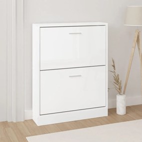 342538 vidaXL Шкаф за обувки, бял гланц, 59x17x81 см, инженерно дърво