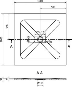Mexen Hugo Квадратен душ поддушник SMC 100 x 100 см, сив - 42611010