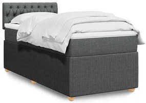 3287347 vidaXL Боксспринг легло с матрак, тъмносиво, 90x200 см, плат