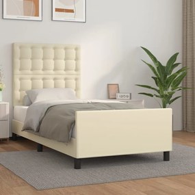 3125557 vidaXL Рамка за легло с табла, кремава, 100x200 см, изкуствена кожа