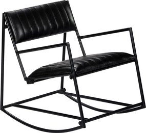 282905 vidaXL Люлеещ стол, черен, естествена кожа