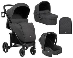 Бебешка количка 3в1 Madrid KIKKABOO - Black Melange