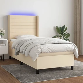 3138354 vidaXL Боксспринг легло с матрак и LED, кремаво, 80x200 см, плат