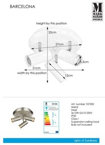 Стенна лампа в сребристо Barcelona Tres - Markslöjd