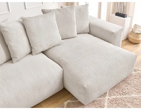 Кремав сгъваем/с място за съхранение ъглов диван от рипсено кадифе Voltaire – Bobochic Paris