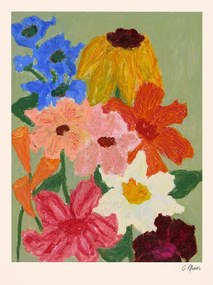 Постер 50x70 cm Flowers on Sage Green – Carla Llanos – The Poster Club