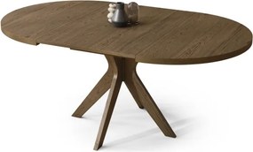 РЕНЦО Опушен Дъб - КРЪГЛА ДЪРВЕНА МАСА Ø110 РАЗТЕГАТЕЛНА ДО 180 СМ | ЗА КУХНЯ ТРАПЕЗАРИЯ ХОЛ РЕТРО