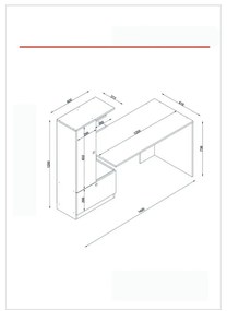 Бяло работно бюро с шкаф за книги от орехово дърво Domingos - Furny Home