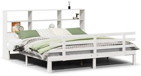 3322766 vidaXL Легло с етажерка за книги, без матрак, 200x200 см, бор масив