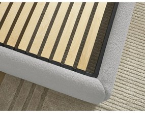 Светлосиво двойно легло 180x200 cm тапицирано с място за съхранение/без табла с включена подматрачна рамка Inera – Bobochic Paris