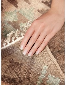 Светлосиня и бежова двустранна ръчно изработена вълнена пътека 60x190 cm Kamal Dune – Nouristan