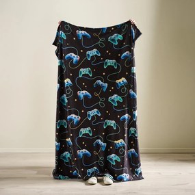 Черно-синьо бебешко одеяло от микроплюш 130x170 cm Gamer – Catherine Lansfield