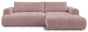 Розов сгъваем/с място за съхранение ъглов диван (десен ъгъл) Fuji – Bobochic Paris