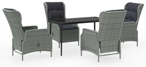 3099663 vidaXL Градински трапезен комплект, 5 части, светлосив