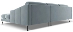 Светлосин кадифен ъглов диван (десен ъгъл) Nalu – Makamii