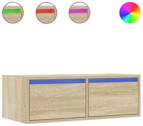 860231 vidaXL ТВ шкаф с LED осветление, дъб сонома, 75x35,5x25 см