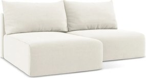 Кремав кадифен сгъваем/с място за съхранение ъглов диван (ляв ъгъл) Kalena – Makamii