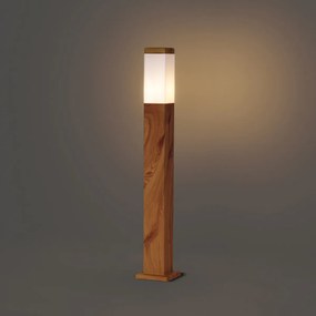 Модерна външна подова лампа стомана с дървен принт 80 см IP44 - Malois