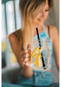 Комплект от 6 черни стъклени сламки за пиене с дължина 20 cm - Vialli Design