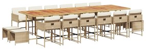 3211372 vidaXL Градински комплект с възглавници 17 части бежов полиратан