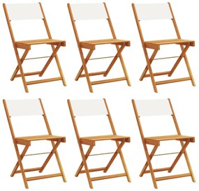3214611 vidaXL Сгъваеми градински столове, 6 бр, кремави, плат и дърво масив