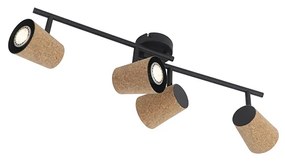 Таванен прожектор черен с коркова капачка 4-светлина регулируем - Corky