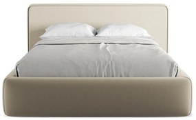 Бежово двойно тапицирано легло с място за съхранение и включена подматрачна рамка 140x200 cm Kiana – Makamii