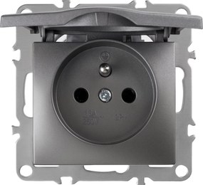 Единичен контакт със заземяване и капаче OSTE JNH005-G Grey
