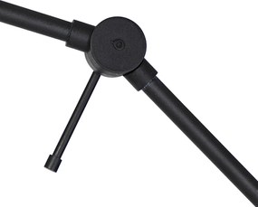 Регулируема черна подова лампа с бежов плюшен абажур 50 см - Editor