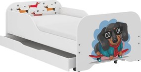Пълно детско легло 140 x 70 cm с матрак и решетка - SKATE DOG
