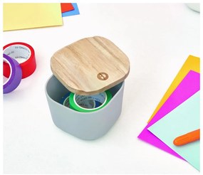 Сива кутия за съхранение с капак, изработена от дърво от пауловния , 9 x 9 cm Eco - iDesign