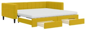 3196775 vidaXL Канапе с изтеглящо легло и чекмеджета жълто 100x200 см кадифе