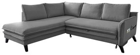 Сив ъглов разтегателен диван ляв ъгъл, Charming Charlie - Miuform