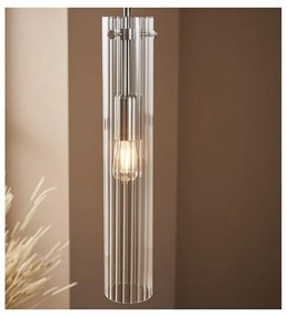 Висящо осветително тяло в сребрист цвят със стъклен абажур Tubo – Markslöjd