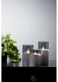 Сива LED восъчна свещ в стъкло, височина 15 см M-Twinkle - Star Trading