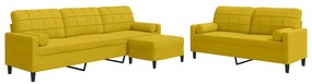 3278507 vidaXL Мека мебел от 3 части с възглавници и болстери жълт, кадифе
