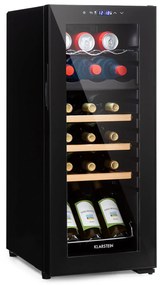 Klarstein Bovella 18 Duo+, двузонов охладител за вино, 50 л, 18 бутилки, стъклена врата