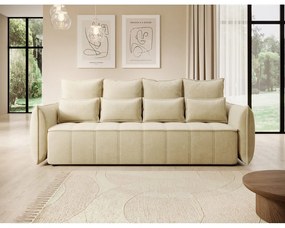 Бежов кадифен сгъваем/с място за съхранение диван 242 cm Weltton – ELTAP
