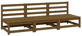 805688 vidaXL Градински средни дивани, 3 бр, меденокафяви, бор масив