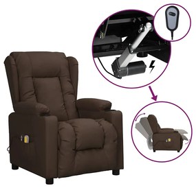3098809 vidaXL Електрически масажен стол,кафяво, изкуствена кожа