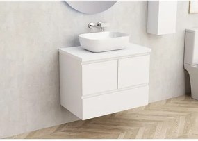 Конзолен PVC шкаф за баня BG 9048-75W + 7546-30, с бял плот, Inter Ceramic, 45х53.5х73.5см