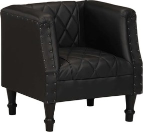 286617 vidaXL Фотьойл, черен, естествена козя кожа