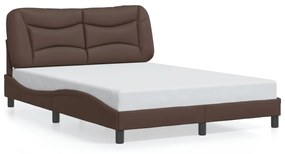 3208004 vidaXL Рамка за легло с табла, кафява, 140x200 см, изкуствена кожа