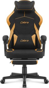 CABRO C502 геймърски стол от плат с подложка за крака, до 150 кг, черен и оранжев
