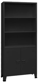 339631 vidaXL Индустриална етажерка за книги, черна, 80x32x180 см, стомана